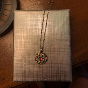 Mariana flower pendant necklace pink blue green